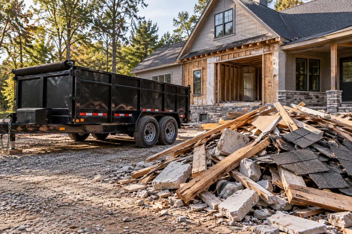 Illustration of construction debris hauling service